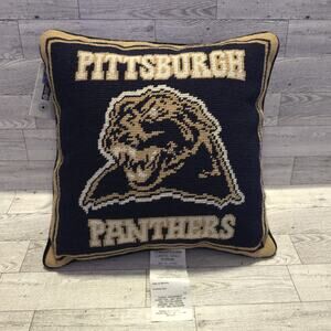 Pittsburgh Panthers Needlepoint Throw Pillow Collegiate Licensed NCAA Logo Decor
